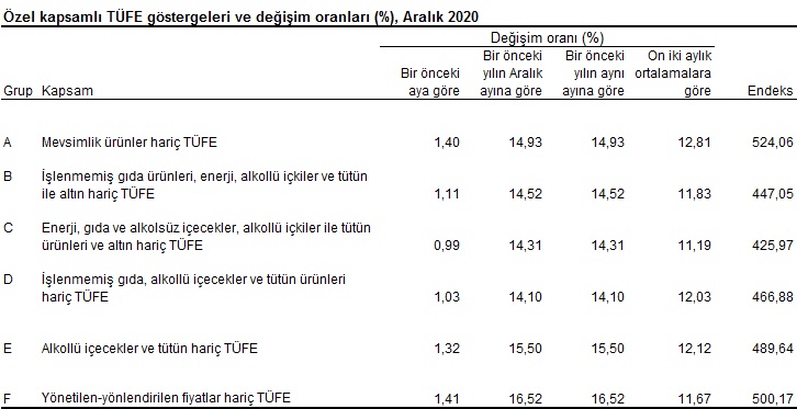 Tüketici Fiyat Endeksi, Aralık 2020 görseli