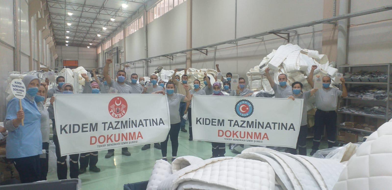 YATSAN ve ROK TEKSTİL EMEKÇİLERİ ''KIDEM TAZMİNATIMA DOKUNMA!'' DİYOR görseli