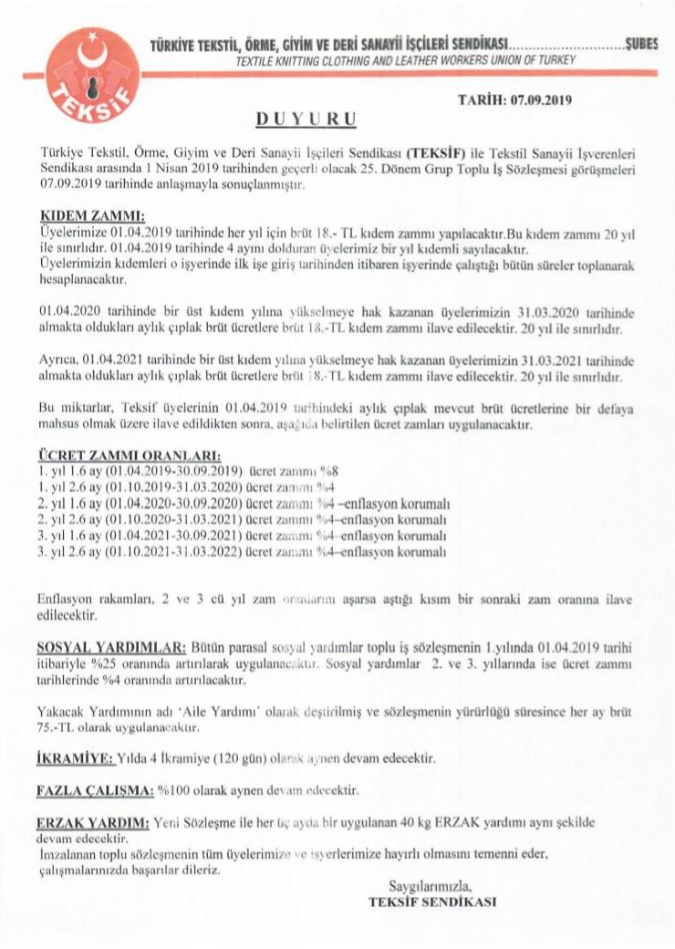 25. Dönem Toplu İş Sözlemesi İmzalandı görseli